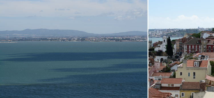 lisbonne, portugal, voyage, ville, urbain, vue, panorama, toits