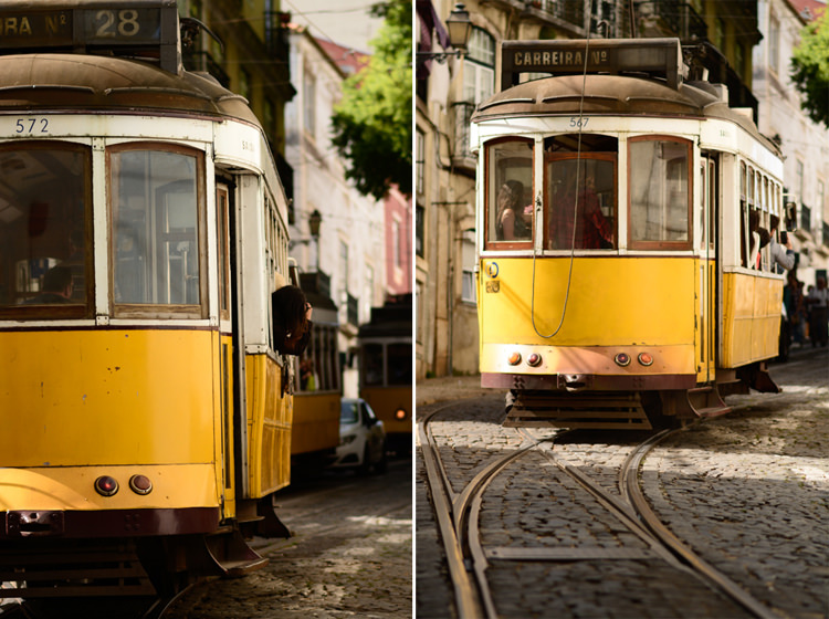 lisbonne, portugal, voyage, ville, urbain, tramway, jaune